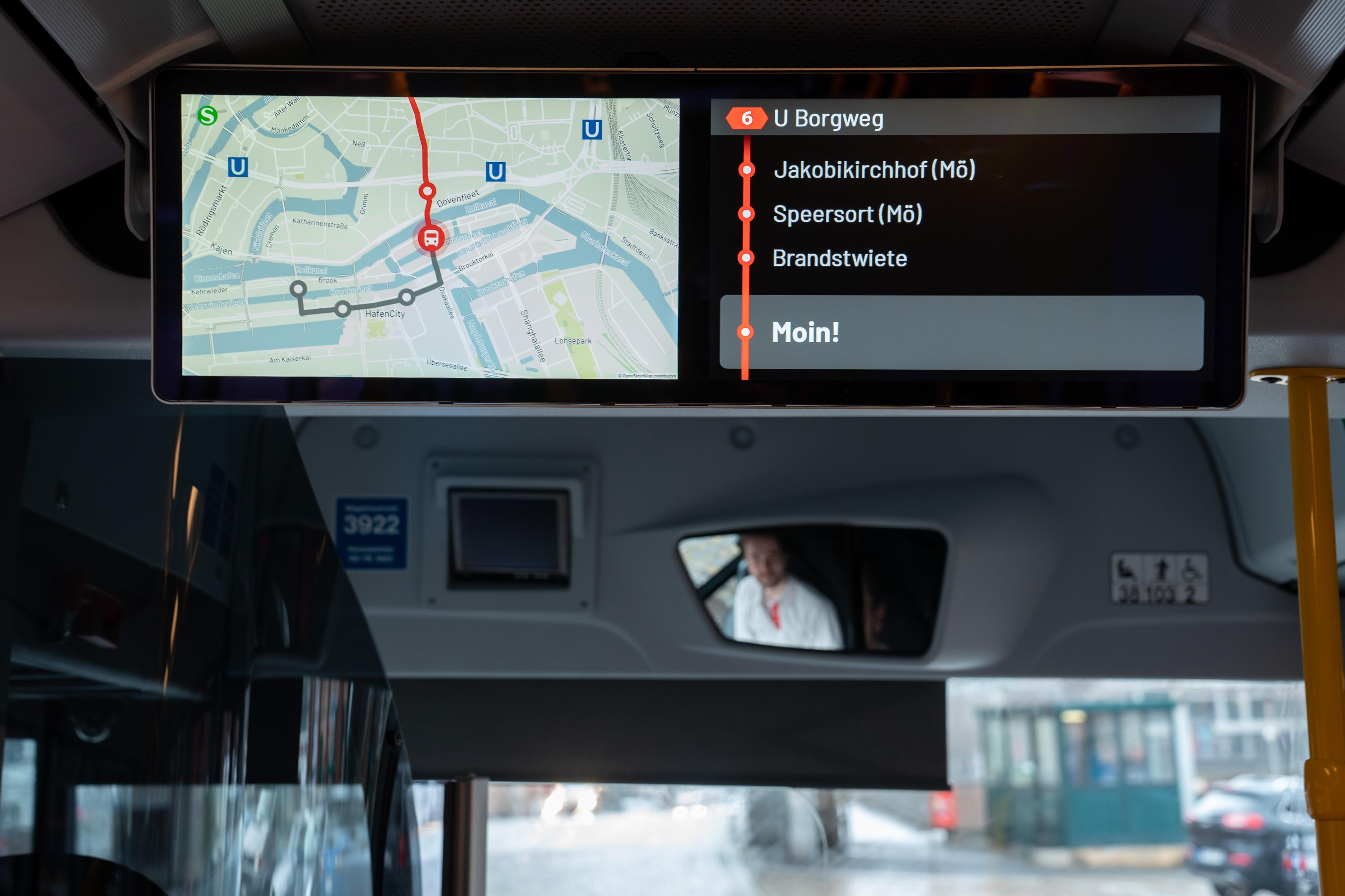 Bus monitor with route and stops 