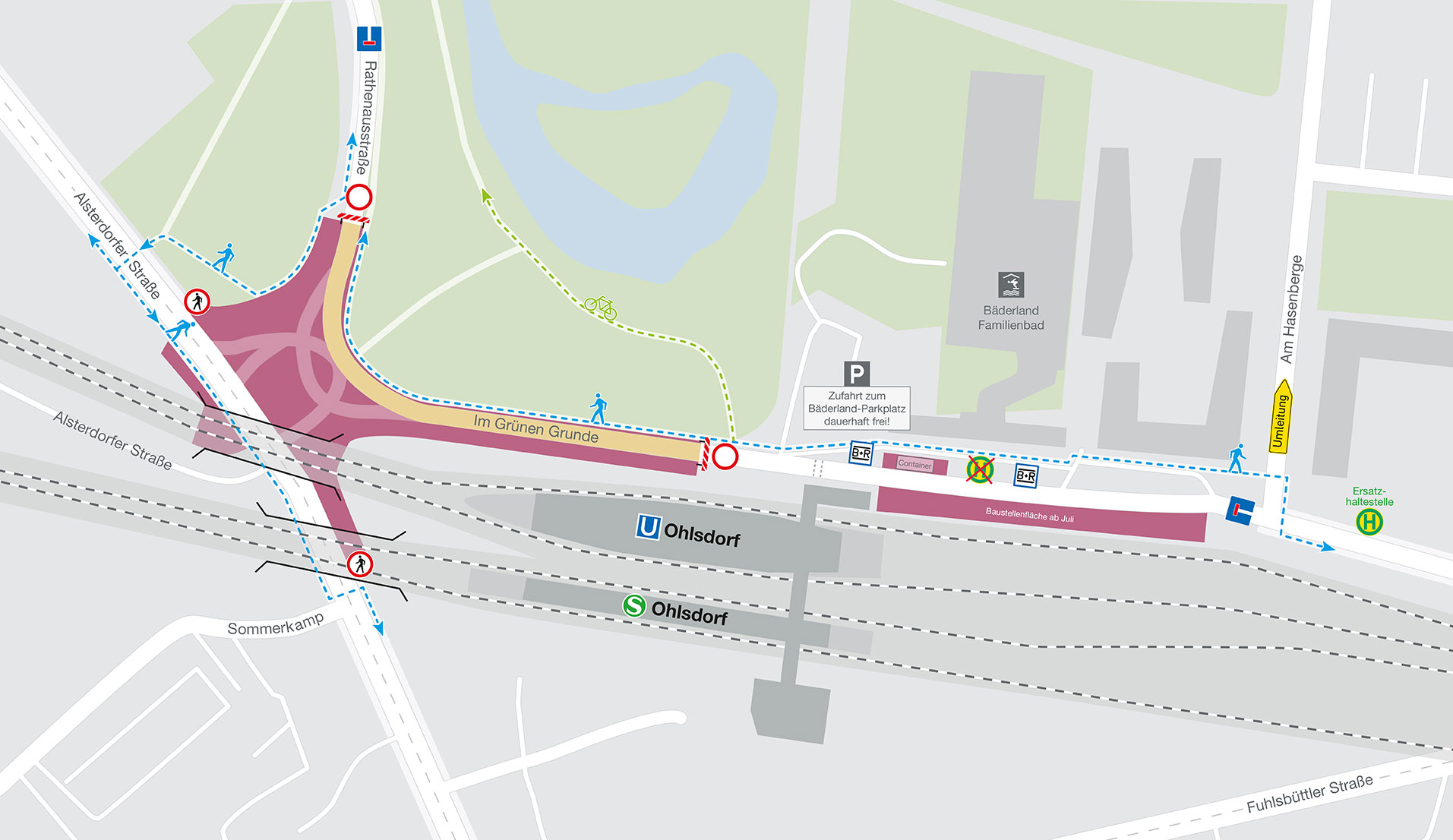 Verkehrsführung im Grünen Grunde
