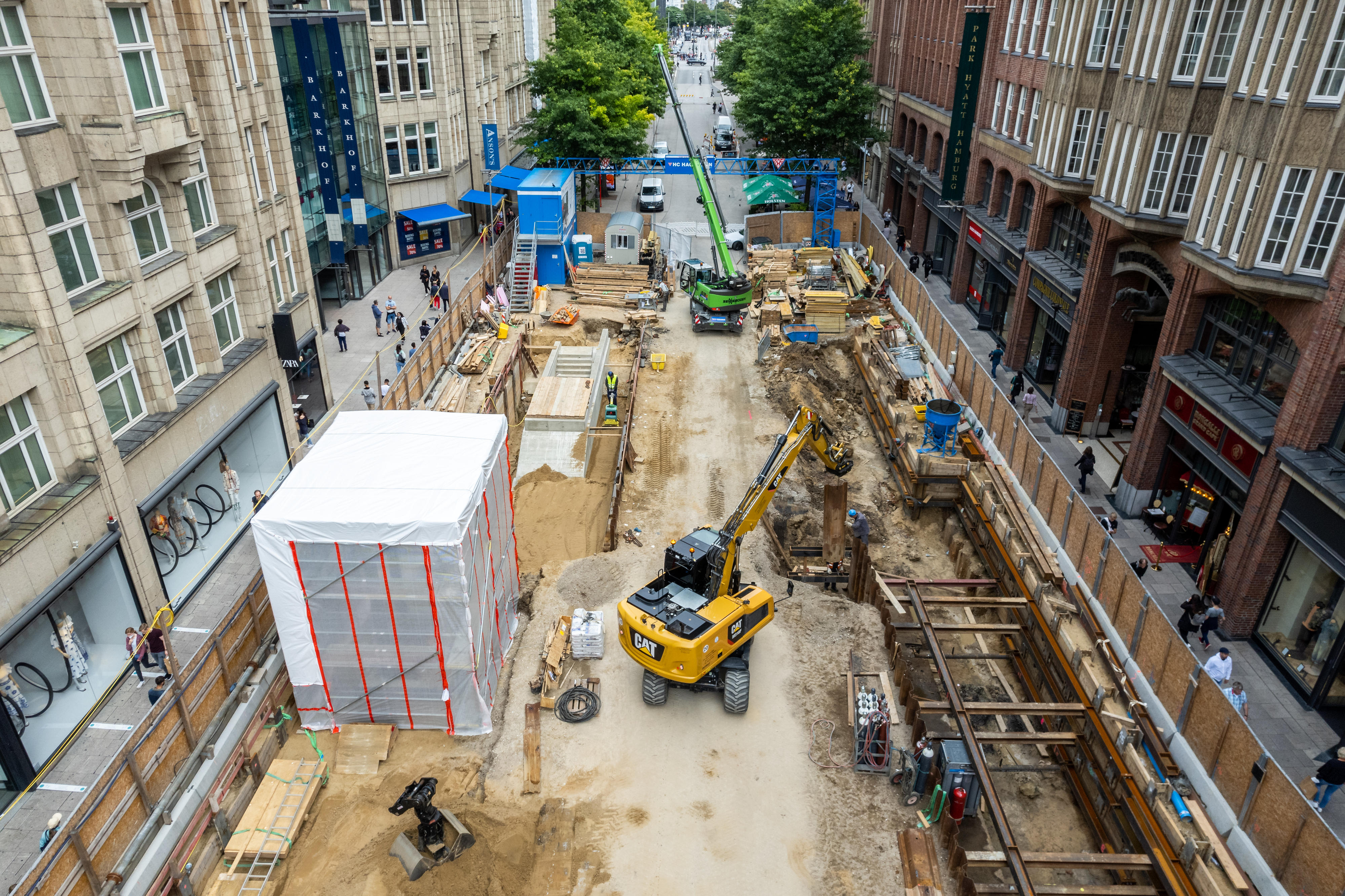 Die Haltestelle Mönckebergstraße, die während der Modernisierung der U3 Innenstadt saniert wird.