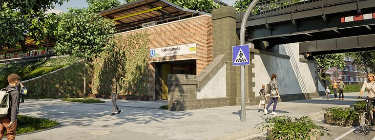 Visualisierung des geplanten zweiten Zugangs für die U3-Haltestelle Habichtstraße